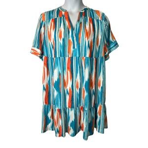 Chico's Empire Waist Lined Swim Cover-Up Sundress  Size US L  NWT  Blue & Orange